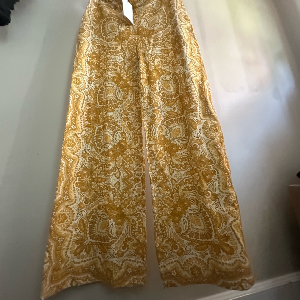 NWT Sezane Linen Tyler Zini wide leg pants size 10